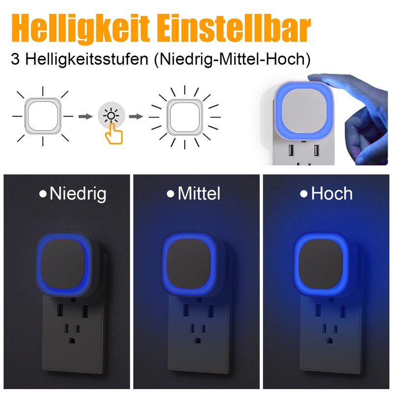 YUNLEX Night Lights, Set of 2, 3-Level Adjustable Night Lights