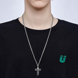 ROMANTICWORK Virgin Mary Necklace 925 Sterling Silver Virgin Mary Cross Pendant Protect Jewelry for Men Husband Birthday Christmas