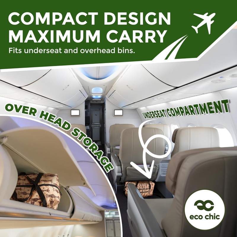 Eco Chic Recycled Cabin Holdall Bag, Lightweight Foldable Carry-On Luggage