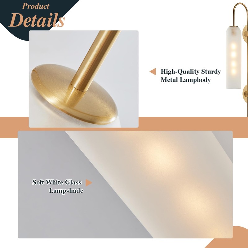 BOKT Mid Century Modern Plug in Wall Sconces Indoor Long