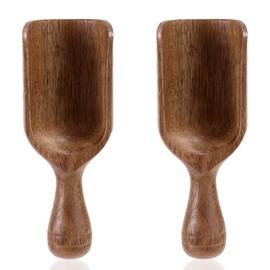 BOXOB 2pcs Mini Acacia Wood Coffee Spoons, Multipurpose Tablespoon Scoops Small Wooden Measuring Spoons Kitchen Tool for Jars Canisters Containers Ground Coffee Bean Sugar Spices