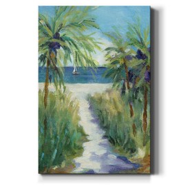 Renditions Gallery Coastal Canvas Wall Art Paintings & Prints Tropical Ocean Palm Trees Romantic Modern Decorations Nature Wall Hanging for Bedroom Living Room Office Kitchen - 32"x48" LT02