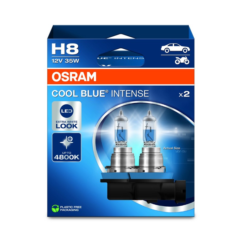 OSRAM COOL BLUE® INTENSE H8, up to 4,800K, halogen headlight