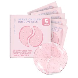 Patchology Serve Chilled Rosé Hydrating Under Eye Patches – Hyaluronic Acid & Antioxidant-Infused Eye Masks to Reduce Dark Circles, Puffiness & Fine Lines - Ideal Skincare Essentials (5 Pairs)