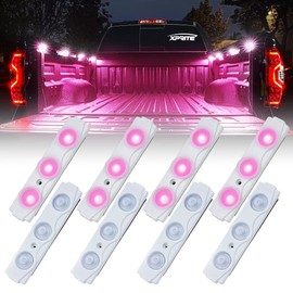 Xprite Pink LED Truck Bed Light Kits with On/Off Switch, for Pickup Exterior Interior Rock Neon Lights, Footwells, Running Boards, Cargo, Underglow, Tonneau Cover, Rail Lighting - 8 PCs