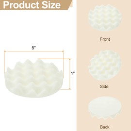 HARFINGTON Buffing Sponge Pads 5" Polishing Wheel Waffle Finishing Grip Pad Car Buffer Polisher with Hook and Loop Back for Car Detailing Polishing Waxing, White