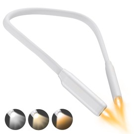 GONDSILY Book Light LED Neck Reading Light,Bendable Rechargeable Book Light for Reading in Bed,Eye Friendly - 3 Colors & 3 Brightness Levels Perfect for Bookworms Kids Crafts Knitting Travel (White)