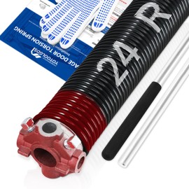 YoToolGDS Right Hand Wind（Red Cone）2" Garage Door Torsion Spring with Non-Slip Winding Bars & Gloves, High Precision Electrophoresis Black Coated, for Replacement, MIN 16,000 Cycles (0.225x2''x24'')