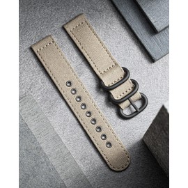 BINLUN Canvas Watch Straps 18mm 20mm 22mm 24mm, Quick Release Fabric SmartWatch Strap for Men Woman, Adjustable Replacement Sport Cloth Watch Bands，20mm, Khaki/Black Buckle
