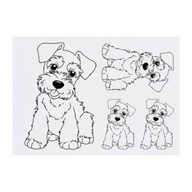 4 x 'Schnauzer Puppy' Temporary Tattoos - Water Resistant, Skin-Safe, Non-Toxic Transfers, Mixed Sizes (TO00081686)