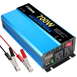 700W Pure Sine Wave Inverter, 12V to 110V DC to AC Converter with LED Display and Dual AC Socket & 5V 3.4A USB for Car Truck RV Home Camping