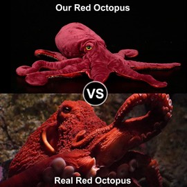 capybaraflying Simulation Cambrian Octopus Plush Toy, Deep Sea Crawling Stuffed Octopus Animal Toy, Suitable for Bedroom Decoration, Game Companion (Red/18in)