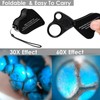 TITKBOW Jewelers Magnifier with Lighting, 30x60x Dual Lenses, Pocket Microscope,