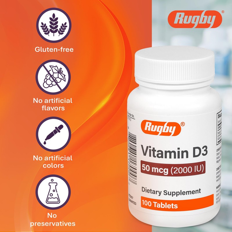 Rugby Vitamin D3 2000 IU (50 mcg) - Gluten-Free Daily