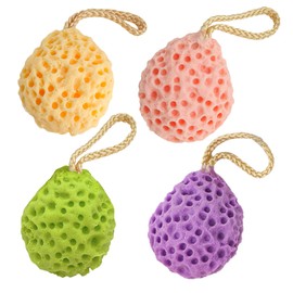 4 Stück Duschschwamm Körper,Dusche Ultraweich Badeschwamm,Waschschwamm Körper,Sanfter Peeling Schwamm Körper,Baden Wabenschwamm Natürlicher Viel Schaum Duschzubehör,Körperschwamm für Frauen Männer