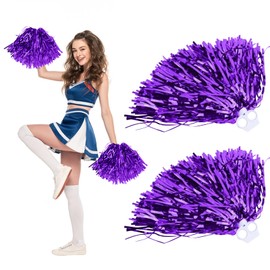 Cheerleader Pompoms, Pack of 2 Pompoms Cheerleading with Handle, Sports Teams Pompoms, Dance Pompoms, Cheers Ball, Used for Sports Events, Dance, Party, Ball Games, Carnival Parties (F)