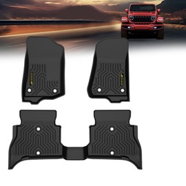 CHEDA TPE Floor Mats Cargo Liners All-Weather Protection Compatible with Jeep Wrangler Unlimited 4XE 4 Door 2021-2025 1st & 2nd Row 3PCS