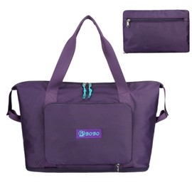 Expandable Travel Duffle Bag for Women Men, Lightweight Foldable Travel Tote Bags Gym Bag, Large Waterproof Carry On Weekender Overnight Bag with Wet Pocket for Workout, Fitness, Shopping Purple