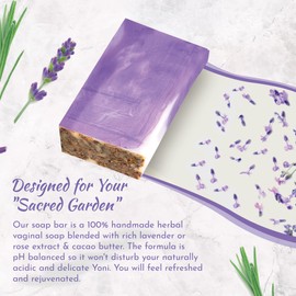 ExSoullent Lavender Yoni Soap Bar - 6 OZ Handmade & Natural PH Balanced Soap for Women, Hydrating Cleanse without Sulfates or Parabens (170 g)