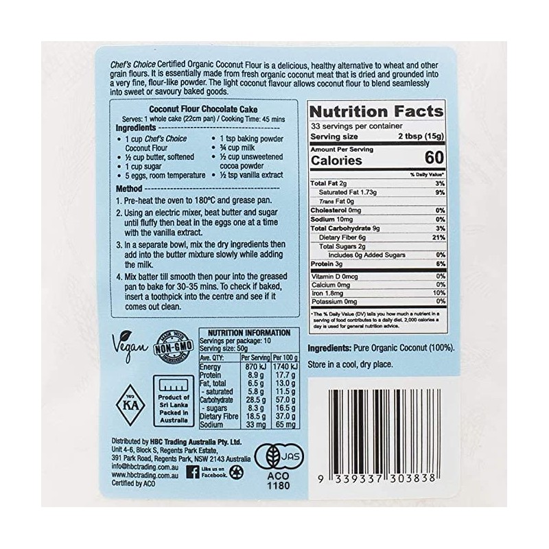 Chef's Choice Organic Coconut Flour 500 g