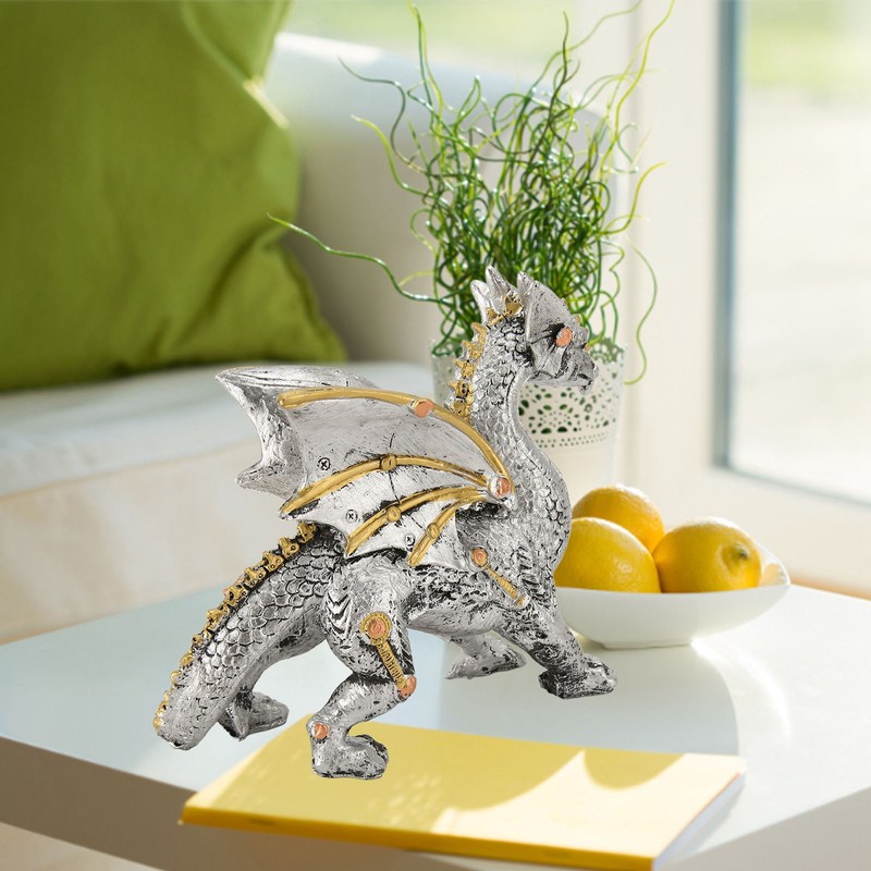 Mechanical Steampunk Dragon Sculpture Decorative Resin Dragon Statue for Bedrooms