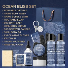 Ocean Scented Spa Gifts for Men, Christmas Birthday Gift Self Skin Care Set for Men, Spa Gift Baskets for Him, 13Pcs Men's Spa Kit Gifts, A Spa Gift for Dad