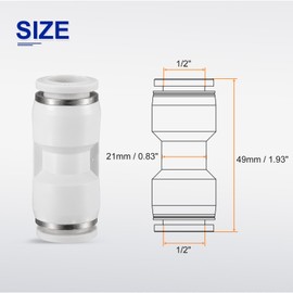 sourcing map 10pcs Push to Connect Fittings 1/2" OD x 1/2" OD Straight Pneumatic Connector Zinc Alloy Quick Connect Union Two-Way Fittings for Semi Truck Trailers Air Brake System, White