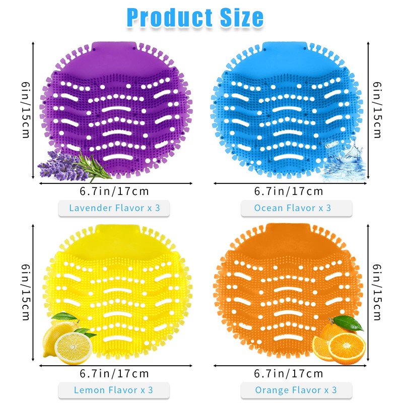 12 Pcs Urinal Screens Deodorizer, Urinal Mats Scented Splash Mat
