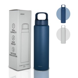WOKY TICERA 28oz Titanium Ceramic Sport Tumbler Stainless Steel Vacuum Flask with Leakproof Lid for Hot and Cold Water, Coffee, Tea - Reusable for Gym, Travel, & Everyday Use(Blue)