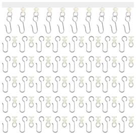 100 Stück Gardinenröllchen für Schiene,mit 50 Stück Gardinenhaken Gleiter und 50 Vorhanghaken Edelstahl,Gardinengleiter für Schienen zum Aufhängen von Vorhängen, Trennvorhängen, Duschvorhängen