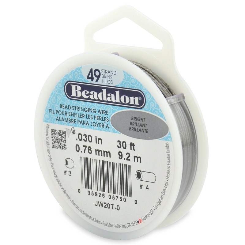 0.030" Bright 49 Strand Beadalon WIre (30ft)