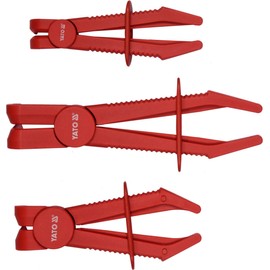 Yato Professional Hose Clamp Pliers Set: Curved, Angled, 13mm, 17mm, 32mm, Red, Non-Cutting, Low Weight, Highly Visible