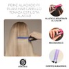 Peine Alaciador Azul para Planchar Cabello Tenaza Estilista Profesional Herramienta