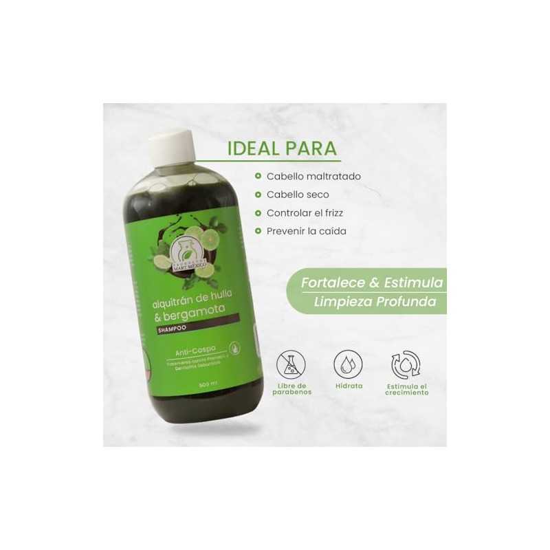 Shampoo De Alquitrán Y Bergamota Anti-Caspa Productos Mart Mexico 500