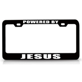 Custom Brother - Powered by Jesus Metal Car SUV Truck License Plate Frame Bl g37
