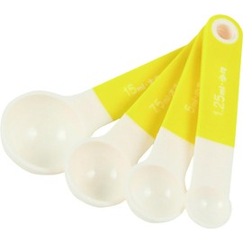 DELISH KITCHEN CC-1819 Pearl Metal Spoon Measuring Spoon, Set of 4, Includes Spoons, Yellow