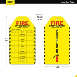 Fire Extinguisher Inspection Tags - 50 Pack Yearly Monthly Tags for Maintenance Record, OSHA Approved Tearproof Waterproof, 2025-2028 Yearly Monthly Fire Extinguisher Inspection Tag
