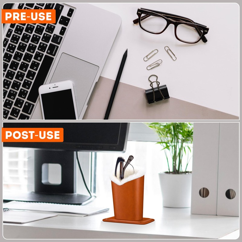 Aatacas Plush Lined Eyeglasses Holder, PU Leather Glasses Stand Case