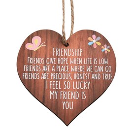 Birthday Gifts for Friends Female Friendship Ornament Gifts for Women Girls Bestie Soul Sister Gifts for Women Girls Friendship Gives Hope When Life is Low Heart Ornament Wood