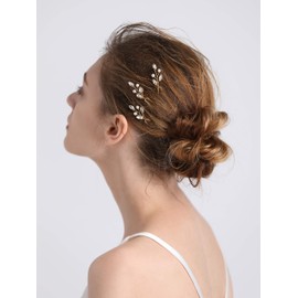 fxmimior 3 PCS Bridal Women Pearls Rhinestones Simple Little Hair Pins Vintage Wedding Party Crystal Rhinestones Party Prom Hair Accessories(Gold))