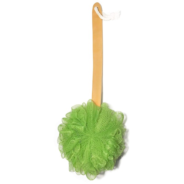 Exfoliating Loofah luffa loofa Bath Back Brush On a Stick - Long Wooden Handle With Radian is Ergonomic For Men and Women - Shower Sponge Body Back Scrubber Pack of 1