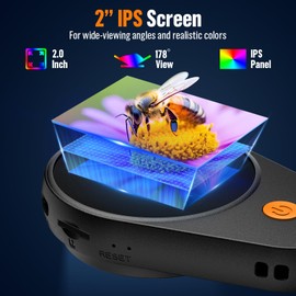 Microscope Magnifying Glass for Kids and Adults: Portable Handheld Digital Microscope with Light - 100X Pocket Jewelers Loupe with 2" Screen - USB Coin Collectors Magnifier Compatible with Windows Mac