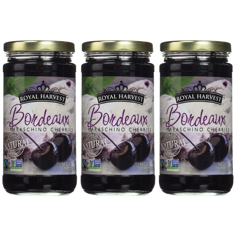 Royal Harvest Maraschino Bordeaux Cherries 13.5 Ounce (Pack of 3)