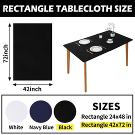 FANTELOO Black Spandex Stretch Fitted Table Top Cover for Dining Table Elastic Table Cap Cover Dinner Table Cloth for Dining Party Wedding Picnic 42x72 in