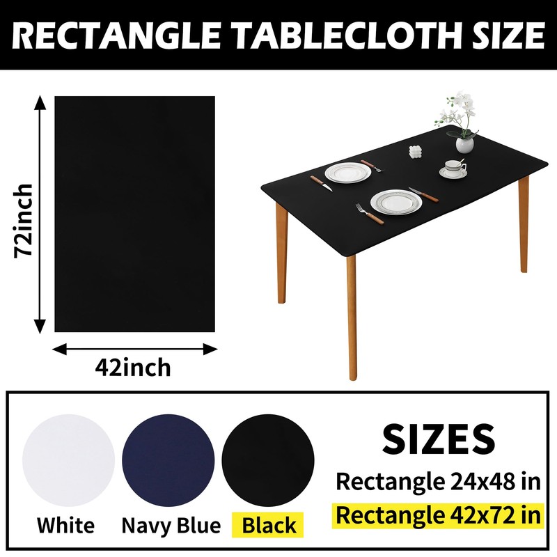 FANTELOO Black Spandex Stretch Fitted Table Top Cover for Dining