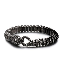 Klapgo Men's Gift Black Snake Link Chain Design Stainless Steel Special Bracelet