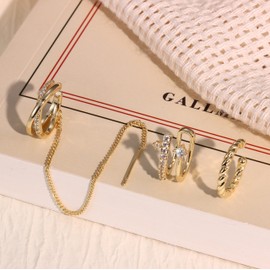 Dochais Pack of 3 Ear Cuff Gold for Women Ear Cuff Without Ear Hole Fake Helix Piercing Clip Ear Cuff Wrap Ear Cuff Set Gold Earrings Fake Earrings Cuff Cartilage Earcuffs for Girls, Brass, No