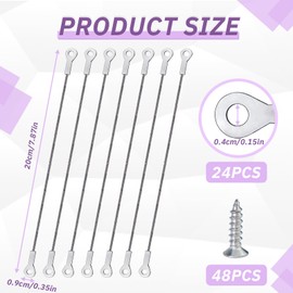 24 Pcs 7.87inch Cabinet Door Restraint Kit, 304 Stainless Steel Door Opening Angle Protector with 48 Mounting Screws, Cabinet Hinge Limiter for Limiting Cupboard Door Swing (Silvery)