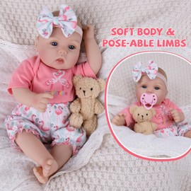 Milidool Realistic Reborn Baby Dolls Girl - Realistic Baby Dolls Girl Real Looking 18 inch Doll with Soft Poseable Body, Lifelike Newborn Baby Doll, Kids Gift for 3+ Years Old