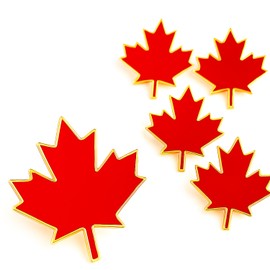 Canada Maple Leaf Lapel Pin - Elegant Metal Brooch for Hats, Bags, and Suits - Show Your Canadian Pride with a Timeless Symbol (5PCS)
